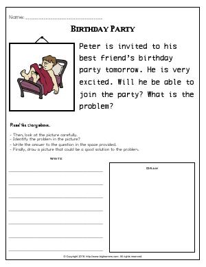 Preview image for worksheet with title Birthday Party