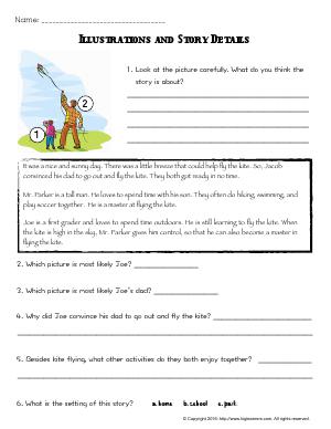 Preview image for worksheet with title Illustrations and Story Details
