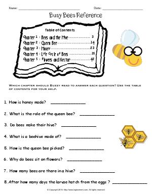 Preview image for worksheet with title Busy Bees Reference