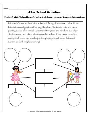 Preview image for worksheet with title After School Activities