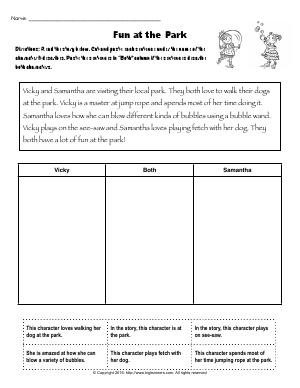 Preview image for worksheet with title Fun at the Park