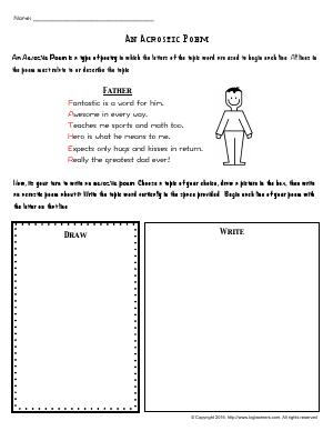 Preview image for worksheet with title An Acrostic Poem