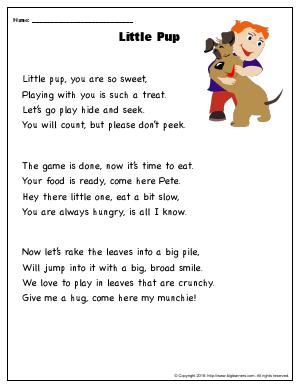 Preview image for worksheet with title Little Pup