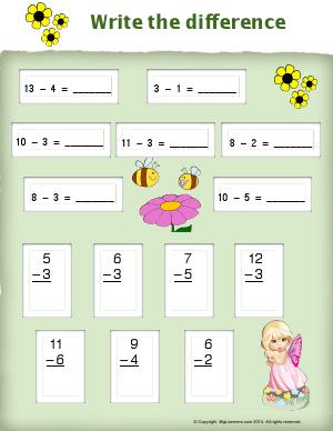 Preview image for worksheet with title Write the Difference