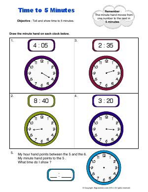 Preview image for worksheet with title Time to 5 Minutes