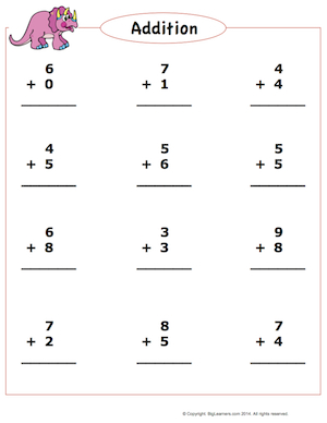 Preview image for worksheet with title Addition