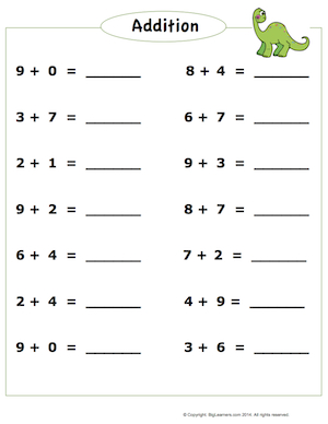 Preview image for worksheet with title Addition