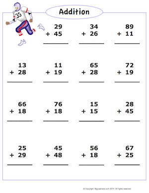 Preview image for worksheet with title Addition