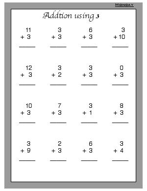 Preview image for worksheet with title Addition Using 3