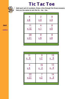 Preview image for worksheet with title Tic Tac Toe
