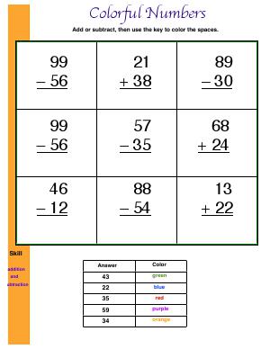 Preview image for worksheet with title Colorful Numbers