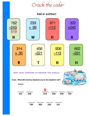 Preview image for worksheet with title Crack The Code