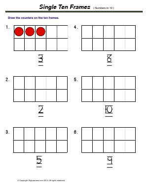 Preview image for worksheet with title Single Tens Frames