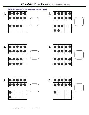 Preview image for worksheet with title Double Ten Frames ( numbers 10 to 20 )