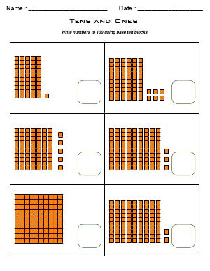 Preview image for worksheet with title Tens and Ones ( up to 100 )