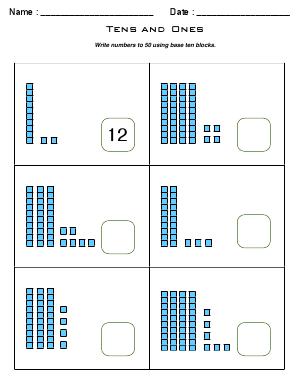 Preview image for worksheet with title Tens and Ones