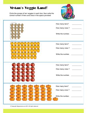 Preview image for worksheet with title Vivian's Veggie Land!