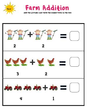 Preview image for worksheet with title Farm Addition (easy)