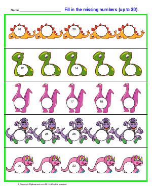 Preview image for worksheet with title Fill in the Missing Numbers (up to 50)