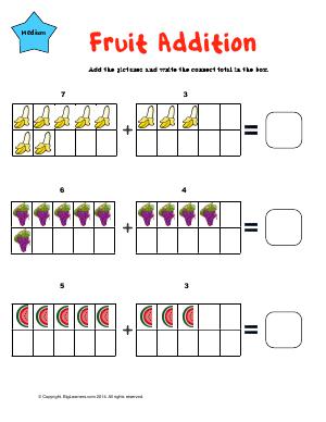 Preview image for worksheet with title Fruit Addition