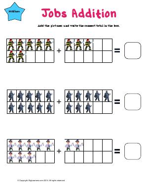 Preview image for worksheet with title Jobs Addition ( up to 20 )