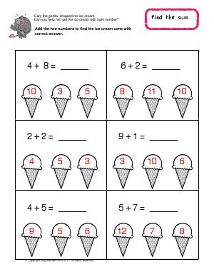 Preview image for worksheet with title Find the Sum