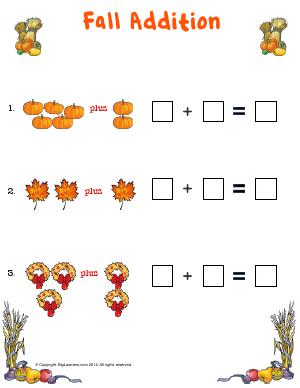 Preview image for worksheet with title Fall Addition