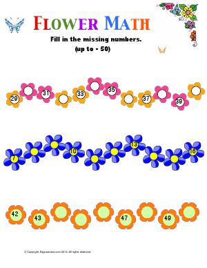 Preview image for worksheet with title Flower Math (up to 50)