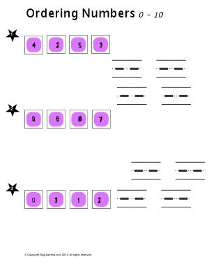 Preview image for worksheet with title Ordering Numbers