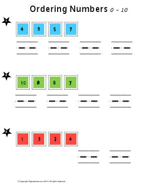 Preview image for worksheet with title Ordering Numbers