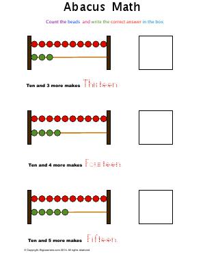 Preview image for worksheet with title Abacus Math