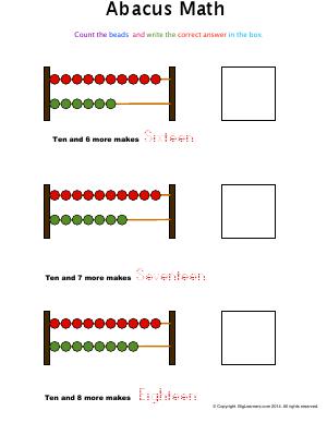 Preview image for worksheet with title Abacus Math