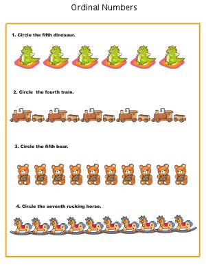 Preview image for worksheet with title Ordinal Numbers