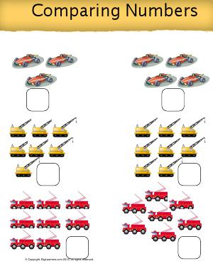 Preview image for worksheet with title Comparing Numbers ( less )