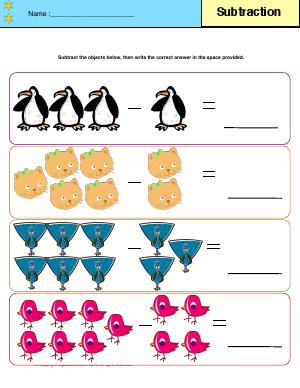 Preview image for worksheet with title Subtraction