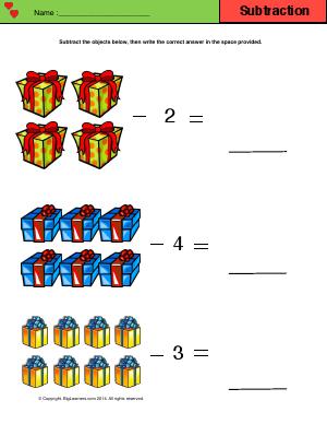 Preview image for worksheet with title Subtraction