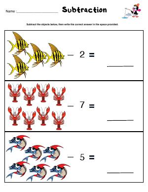 Preview image for worksheet with title Subtraction