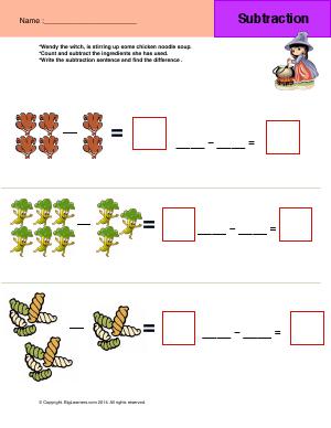 Preview image for worksheet with title Subtraction