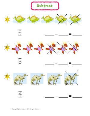 Preview image for worksheet with title Subtract