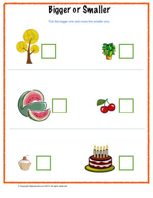 Preview image for worksheet with title Bigger or Smaller