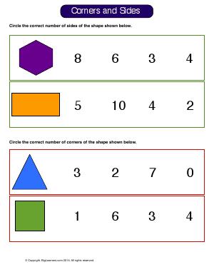 Preview image for worksheet with title Corners and Sides