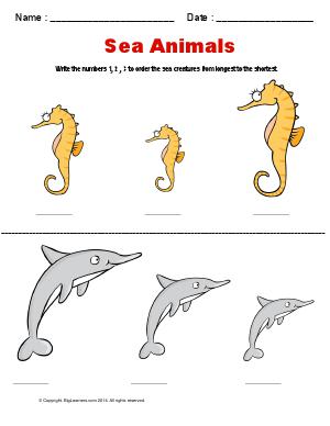 Preview image for worksheet with title Sea Animals