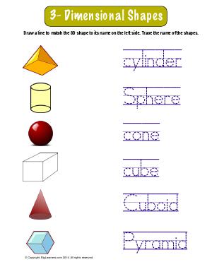 Preview image for worksheet with title 3 - Dimensional Shapes