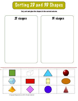 Preview image for worksheet with title Sorting 2-D and 3-D shapes