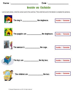 Preview image for worksheet with title Inside vs Outside