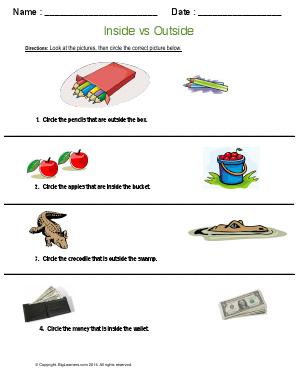 Preview image for worksheet with title Inside Vs Outside