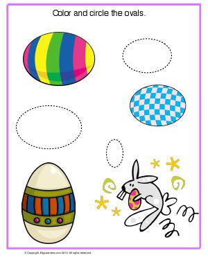 Preview image for worksheet with title Color and Circle the Ovals