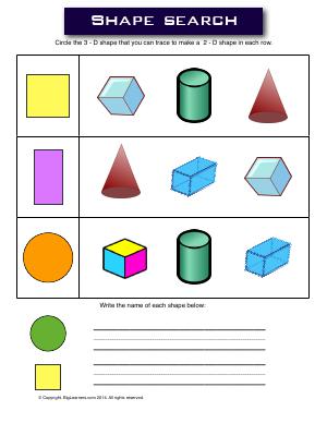 Preview image for worksheet with title Shape Search