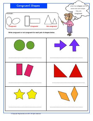 Preview image for worksheet with title Congruent Shapes