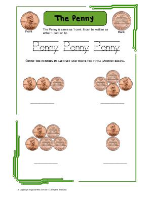 Preview image for worksheet with title The Penny